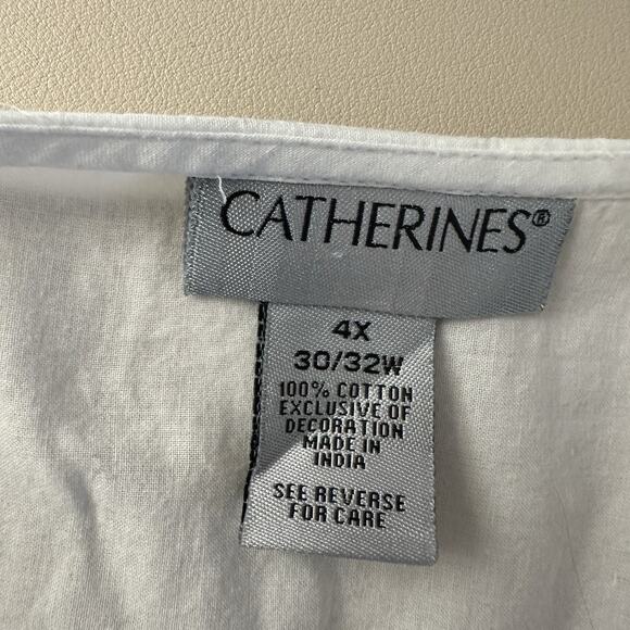 Catherine’s Embroidered Tunic Kaftan Womens 4X White Beaded Cotton Boho Western - Picture 9 of 13